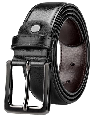 Image of EsengNoyi Mens Black Belt Leather Belt for Men Jeans Dress Golf, Black Buckle, M - Waist 33"-36"