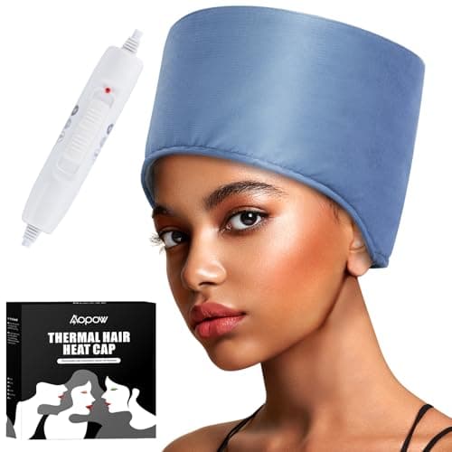 Image of Hair Cap Treatment Steamer - Deep Conditioning Thermal Heat Caps Electric for Afro Hair Hot Care Hat Home Spa with 2 Mode/Blue (UK Plug)
