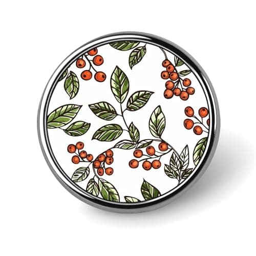 Image of Leaves in Doodle Style Lapel Pin, Metal Round Badge Lightweight, Fashionable Brooch Pins for Clothing, Ideal Gift for Family & Friends