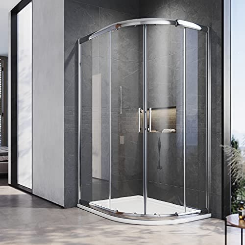 Image of ELEGANT 1000 x 800 mm Quadrant Shower Cubicle 6mm Glass Sliding Door Shower Enclosure