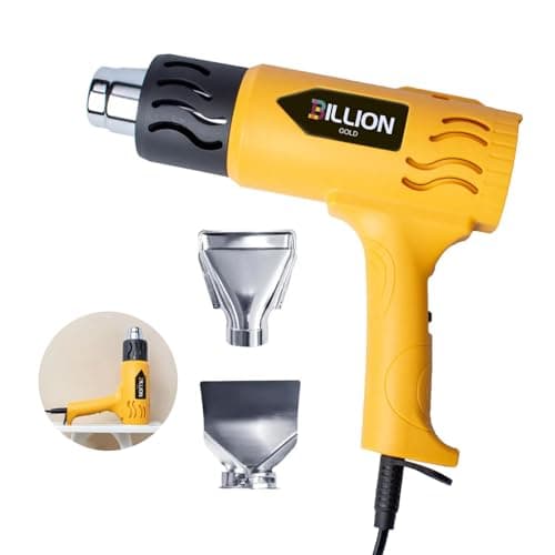 Image of BILLION GOLD 1800W Heat Gun, Professional Hot Air Gun with 300°C & 600°C Dual Temperature Settings, Overload Protection for Shrink Wrapping, PVC Tubing, Crafts and DIY