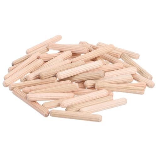 Image of sourcing map 500 Pcs Wooden Dowel Pins, 6 x 40mm (0.24 x 1.57 Inch) Wood Dowels Rods, Fluted Dowel Joints for Grooved Woodworking Furniture Craft