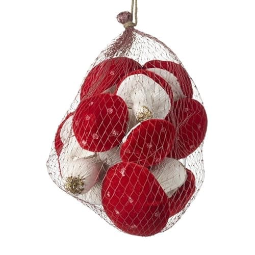 Image of Heaven Sends Red Toadstool Autumnal Decorations, Velvet Mushroom Ornaments with Spotty Pattern, 10 x 8 cm, Halloween Theme