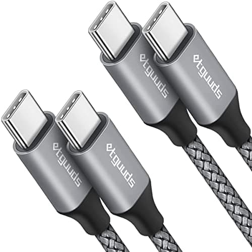 Image of etguuds USB C to USB C Cable [1M 2-Pack], USB C Charger Cable 60W (3A) Fast Charging Braided Lead for iPhone 17/16/15 Pro, Samsung Galaxy S26/ S25/ S24/ S23 Ultra, Pixel 10/9, MacBook Neo, etc-Grey