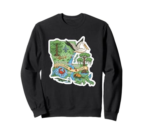 Image of Louisiana Love Map Art with Southern Charm and Pride Sweatshirt