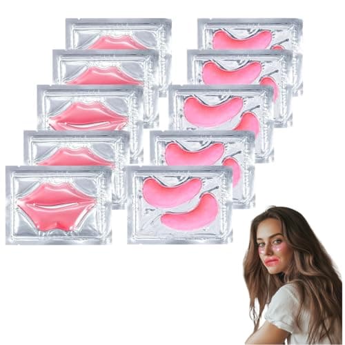 Image of 2-in-1 Collagen Crystal Lip Mask & Under Eye Patches Set - Hydrating Plumping Overnight Treatment for Soft Smooth Lips & Revived Eyes, Vegan & Cruelty-Free, with Hyaluronic Acid & Vitamin E