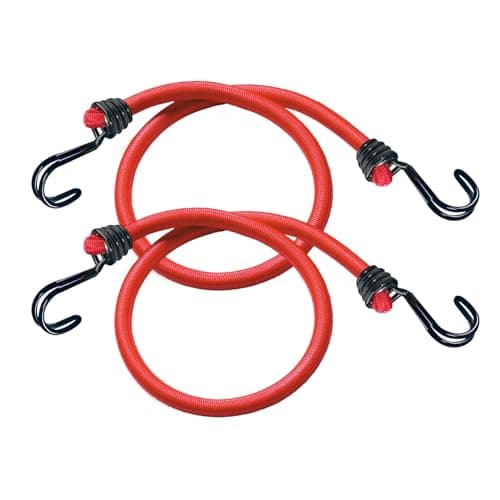 Image of MASTER LOCK Bungees with Hooks [Set of 2 Bungee Cords] [60 cm Bungee] [Double Reverse Hook] 3020EURDAT - Ideal for Transporting, Packing and Securing Loads