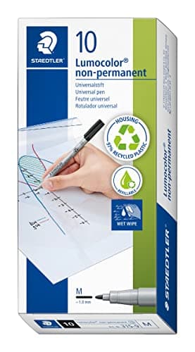Image of STAEDTLER 315-9 Lumocolor Non-Permanent Pen, Medium Line Width, 1.0mm - Black (Box of 10)