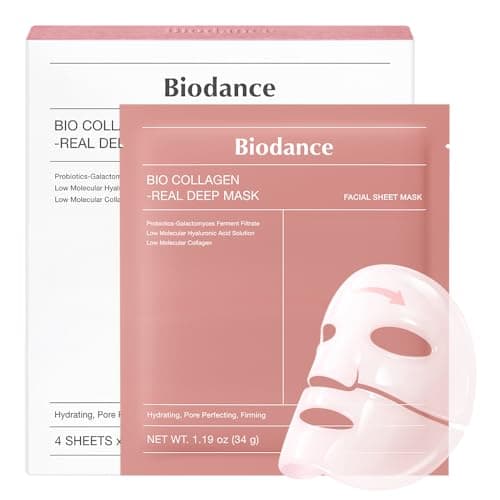 Image of BIODANCE Bio-Collagen Real Deep Face Mask 4 Pcs | Hydrogel Overnight Mask | Pore Minimizing and Elasticity Improvement | Korean Face Mask for Glass Skin | Korean Skincare
