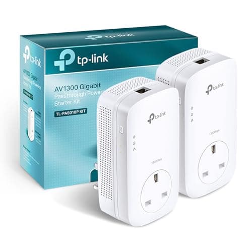 Image of TP-Link TL-PA8010PKIT 1-Port Gigabit Passthrough Powerline Adapter Starter Kit, Powerline Network Adapters Speed up to 1300 Mbps, HD Video Streaming and Online Gaming, No Configuration Required