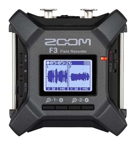 Image of ZOOM F3 Field Recorder – Compact 2-Track Audio Recorder with 32-Bit Float Recording – For Podcasts, Interviews, Live Recording – Charcoal Grey