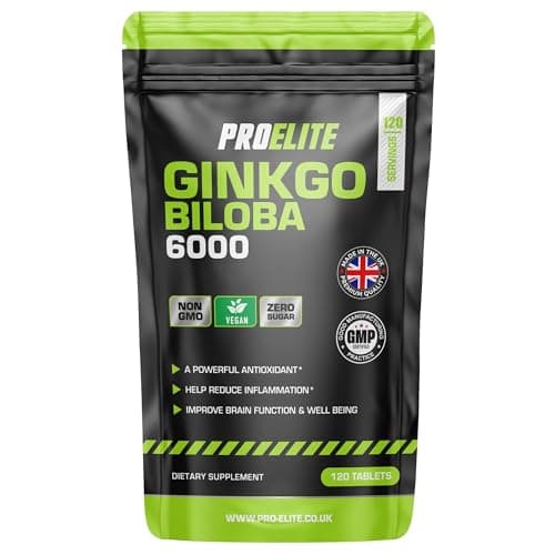 Image of Ginkgo Biloba 6000mg 120 High Strength Vegan Tablets - Ginkgo Biloba Leaf 50:1 Extract | Gluten Free, GMO Free - Made in UK by PROELITE