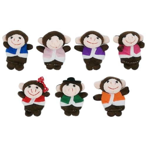 Image of Animal Finger Puppet - 7Pcs Finger Puppet Toys | Five Little Monkey F́inger Puppets, Plush F̀inger Ṕuppet Set, F́̃ínger Puppets Game, F̀̄ìnger P̀uppet Set, Story Time Learning Aid, Enhances Storytelli