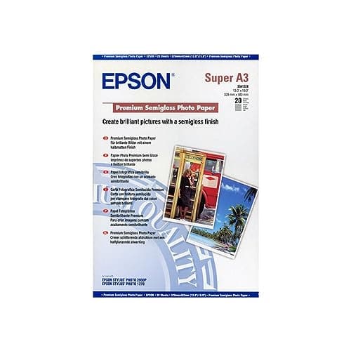 Image of Epson A3 Premium Semi-Gloss Photo Paper A3+ 250gsm 20 Count (Pack of 1) C13S041328