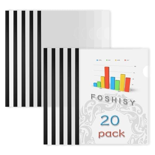 Image of FOSHISY A4 20 Pack Clear Report Covers with Sliding Bars, 9mm Sliding Bar Report Covers, 40 Sheet Capacity, Black