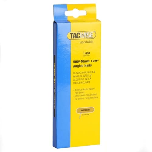 Image of Tacwise 0483 Type 500 (18G) / 40 mm Galvanised Angled Brad Nails for 400ELS, 26° Incline, Pack of 1000