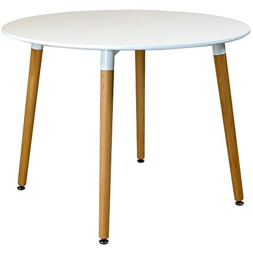Image of Charles Jacobs 100cm Circular Dining Table With White Tabletop and Solid Beech Wood Legs