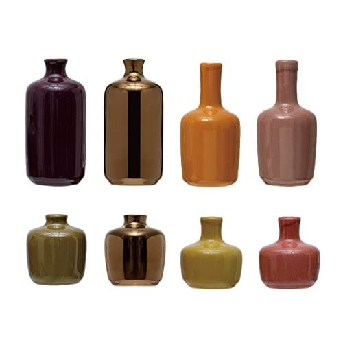 Image of Bloomingville Stoneware, Reactive Glaze, Set of 8 Vase, 3" L x 3" W x 6" H, Multicolor