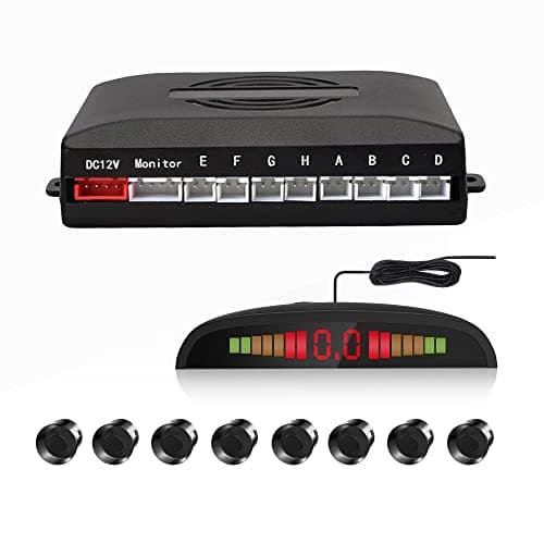 Image of Cocar Car Reverse Parking Sensors System with 8 Parking Sensors Distance Detection + LED Distance Display + Sound Warning, Parking Sensors Front and Rear (Black Color)