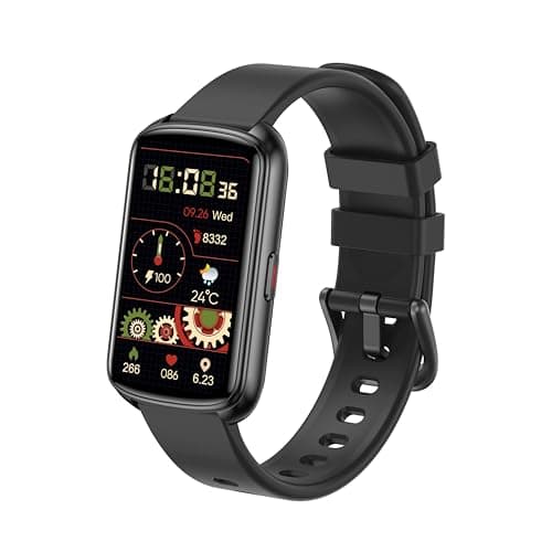 Image of Runlio Fitness Tracker, 1.47 Inch Smartwatch, Touchscreen Activity Tracker with Thin Smartband Design, 5ATM Waterproof Fitness Watch SPO2 Heart Rate Monitor for Android/iOS, Black