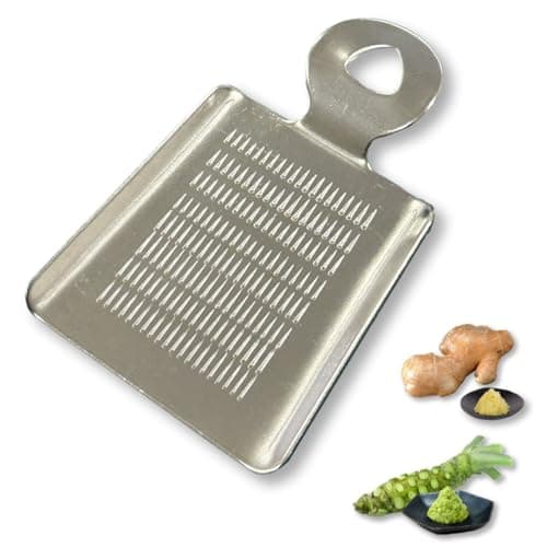 Image of OTSUMAMI TOKYO Japanese Stainless Steel Compact Grater for Ginger, Garlic, Wasabi & Spices - Tabletop Mini Grater, 9.5cm x 5cm, Made in Japan