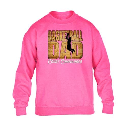 Image of Gift Hub Basketball Dad Court Commander Mens Fatherhood Sweatshirt Legend Appreciation Sports Game Classic Comfort Pullover sweats Safety Pink - Youth X-Small (Age 3-4)