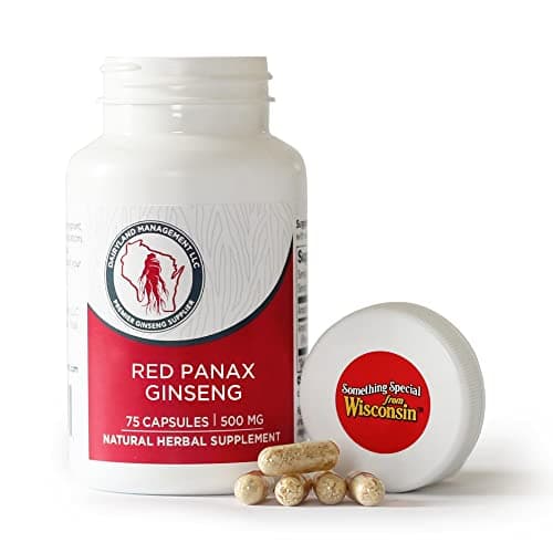 Image of 100% Authentic Korean Red Panax Ginseng Capsules -500 mg. Potent Ground Ginseng Root Extract Powder - No Fillers, Binders or Other Additives. (75 ct)