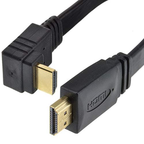 Image of kenable Flat HDMI Cable Right Angle 90 Degree High Speed 1080p 4K TV Lead Gold Plated Black 2m