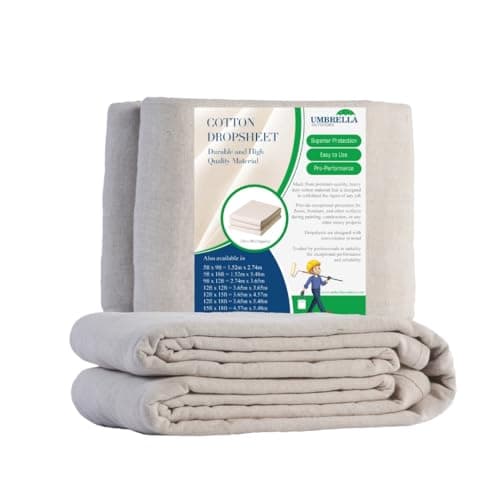 Image of Pack Of 2 Heavy Duty Cotton Dust Sheets For Decorating Painting - Drop Cloths For Furniture, Floor Covering, Dust Covers Durable For Renovation & Construction Sheet (Natural, 6X3FT)