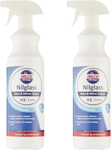 Image of Nilglass H3 Professional Glass & Mirror Cleaner 1L Pack of 2 – Streak-Free, Smudge-Free, Fast-Drying Window & Glass Cleaner | Suitable for Mirrors, Glass Surfaces & Windows