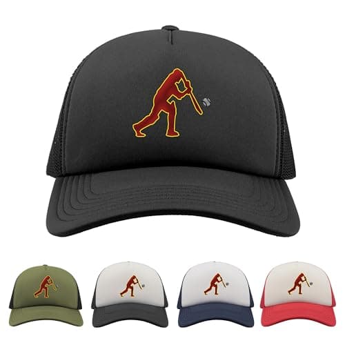 Image of Cricket Trucker Cap - Full Black - Adult - Dad Brother Son Cricket Player & Fan Gift Idea - Cricketer Cap for Him - Funny Sports Cricket Gifts - Cricket Hat for Him Her - Cricket Match Support Cap