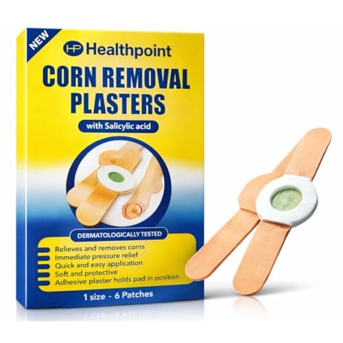 Image of Corn Remover Plasters with Salicylic Acid – 6 Pads for Feet, Toes, Hands – Wart & Corn Removal Patches with Protective Hole – Foot Care Treatment for Calluses & Hard Skin