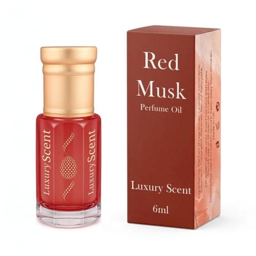 Image of Perfume Oil Red Musk Roll-On 6ml – Long Lasting Alcohol Free Arabian Attar – Premium Unisex Fragrance with Fresh Musky Floral Notes – Clean, Elegant, Travel Size Perfume Oil for Men and Women