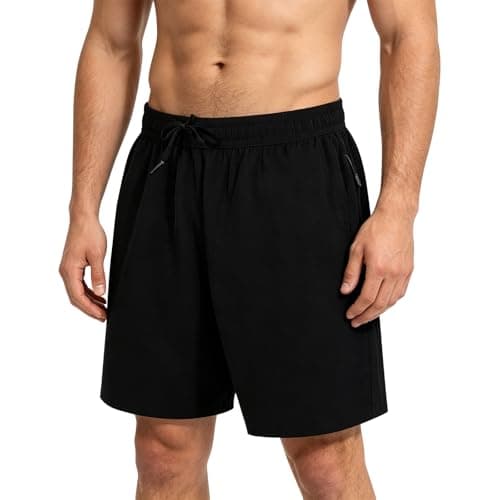 Image of SCCGKP Men's Swim Shorts Quick Dry Summer Beach Swimming Trunks with Zip Pockets (XXL, Black)