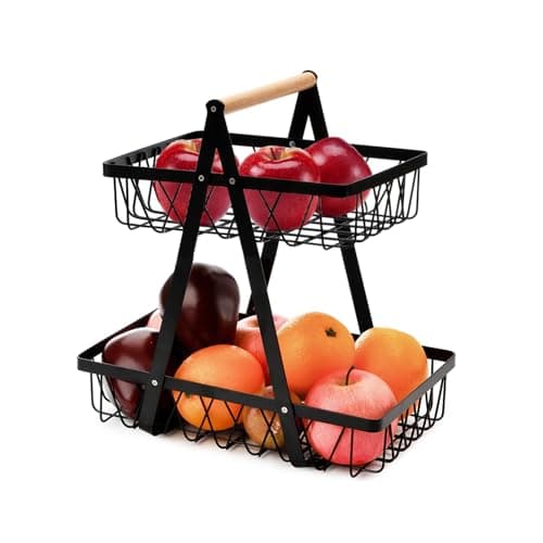 Image of Eidoct 2-Tier Detachable Metal Storage Basket丨Fruit Bowl Holder Bread Basket Vegetable Rack for Fruit, Vegetables, Snacks in Home, Kitchen Office,with Screwdriver