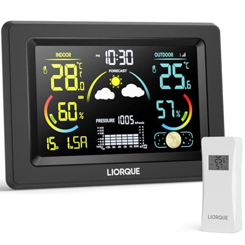 Image of LIORQUE Weather Stations with Outdoor Sensor Wireless Weather Stations for Home, Indoor Outdoor Thermometer Hygrometer Wireless Temperature Humidity Monitor with Barometer, Date, Weather Forecast