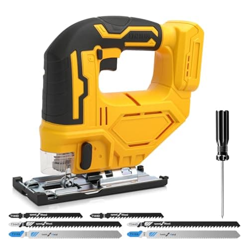 Image of Cordless Jigsaw for Dewalt 18V 20V, 400W 2900RPM Electric Orbital Jigsaw Cut Off Tool, 3 Orbital Action, ±45° Bevel Cutting Angle, 6Pcs T-Shank Blades for Wood Plastic Metal (No Battery)