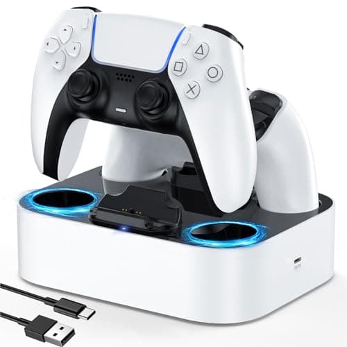 Image of LVFAN PS5 Controller Charger Station, Fast Charging Dock with Safety Chip Protection and LED Indicator, Dual Controller Charging Station for Playstation 5 Controller (White)