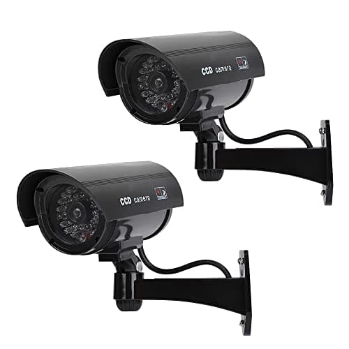 Image of DODUOS 2PCS Dummy Camera, Fake Dummy Imitation CCTV Security Camera with Red Flashing LED Light, Wireless Wall Mount Fake Camera Dummy CCTV Camera Outdoor Indoor for Home & Business