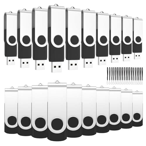 Image of ABLAZE Bulk USB Stick 2GB Pack of 50 Memory Stick 2GB High Speed USB 2.0 Flash Drive Swivel Data Storage for Computers, Cars and TVs(Black,20 Lanyards)