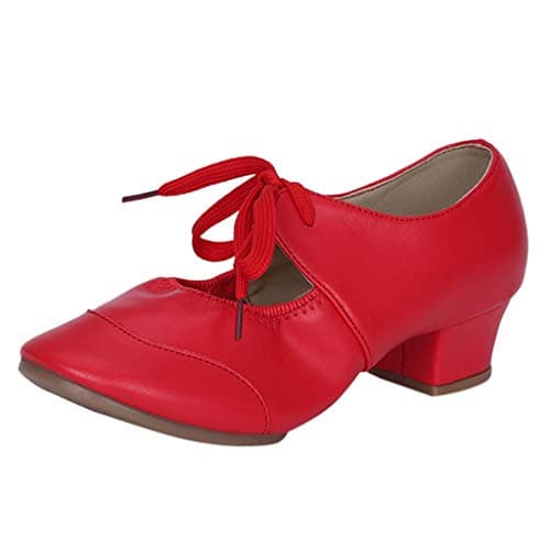Image of Mary Jane Shoes for Women Chunky, Court Shoes for Women Low Heel Ankle Strap Court Shoes Ladies Comfort Support Work Pumps Formal Smart Office Low Heeled Strappy Slip On Ladies Shoes Red