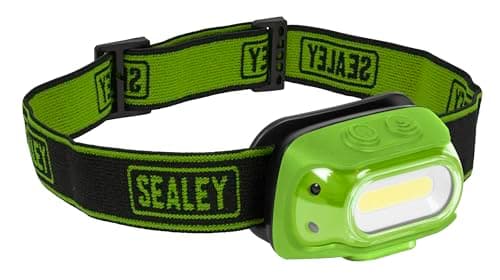 Image of Sealey Rechargeable Head Torch with Auto-Sensor, 8W COB LED, 500lm - HT08RG, Green