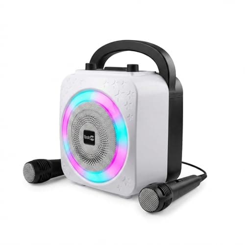 Image of RockJam 10-Watt Rechargeable Bluetooth Karaoke Machine with Two Mics, Lightshow & Voice Effects