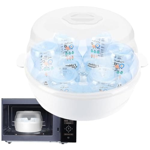 Image of Microwave Steriliser for BBY Bottles, Steam Bottle Steriliser, Pacifier Draining Tray, Reusable Baby Bottle Cleaner, High Temperature Resistant Steamer, for Household Toddler (White)