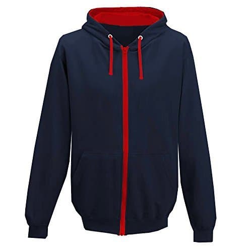 Image of Stars and Stripes Contrast Navy with Red full zip Hoodie S-XXL