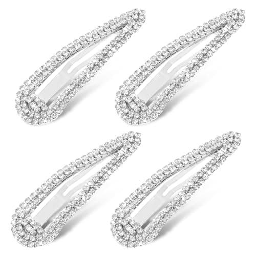 Image of 4PCS Diamante Hair Clips for Women, Sparkly Hair Accessories, Rhinestone Hairs Clips, Bling Metal Snap Duckbill Hairpins, Hairs Slides for Women