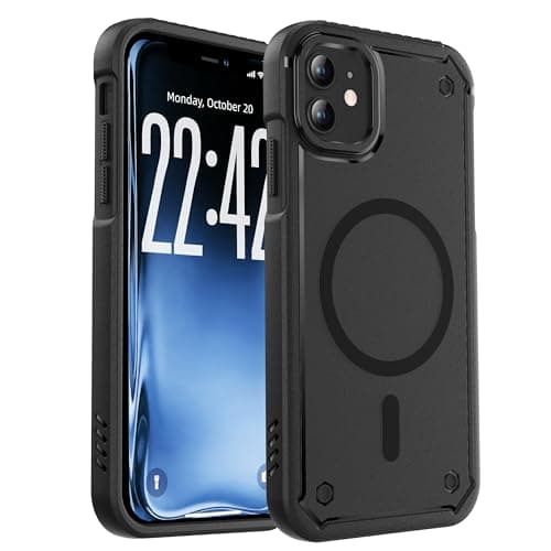 Image of ORETECH Magnetic for iPhone 11 Case, [Compatible with MagSafe] [25 FT Shockproof ] 360° Rugged Armor Protection Matte Dual-Layer Shockproof iPhone 11 Phone Case - Black