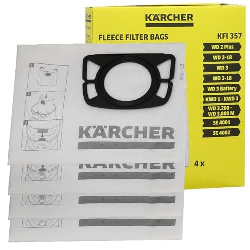 Image of Masterpart Vacuum Microfibre Fleece Dust Filter Bags To Fit Karcher Wet & Dry Vacuum Cleaners & Carpet Cleaners 2.863-314.0
