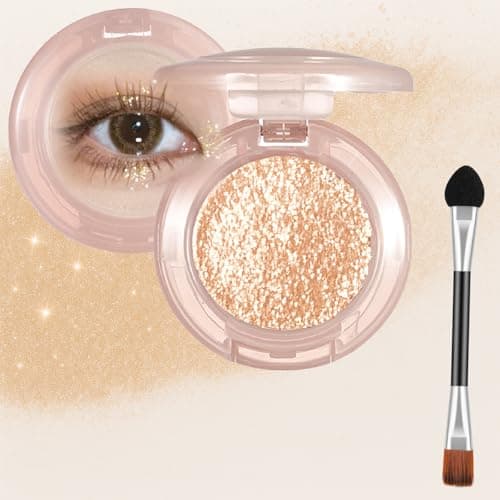 Image of Golden Bronze Shimmer Eyeshadow – 3-in-1 Highlighter Palette, Waterproof Metallic Creamy Pressed Powder, Smooth Glow Brightener for Eyes, Cheeks, Brow Bone, Face & Body, Soft Glam Sun-Kissed Look