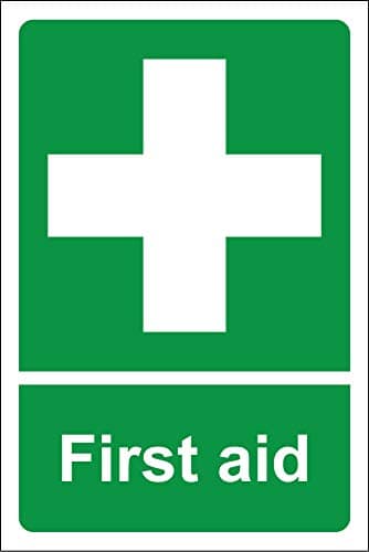 Image of First aid Safety sign - Self adhesive sticker 300mm x 200mm